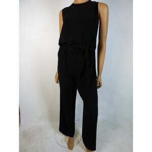 $455 Elie Tahari Black Matte Jersey Blouson Cutout Jumpsuit w/ Sash 4 NEW